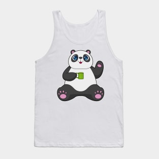 Panda with Coffee mug Tank Top